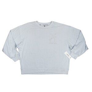 Calvin Klein CK Embroidered Crew Neck Women's Sweatshirt NWT Spray Blue